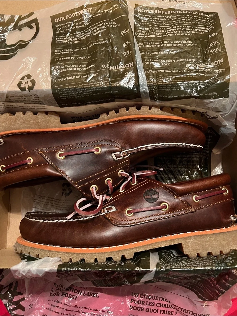 Timberland Men's Dark Brown Leather Boat Shoes with Tan Sole